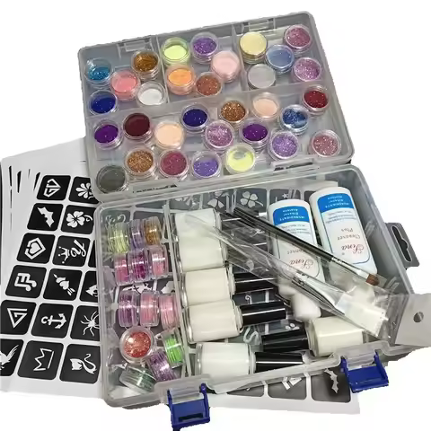 24/45 Colorful Diamond Glitter Temporary Tattoo Set Glitter Powder Makeup Brush Glue Party Face Body
