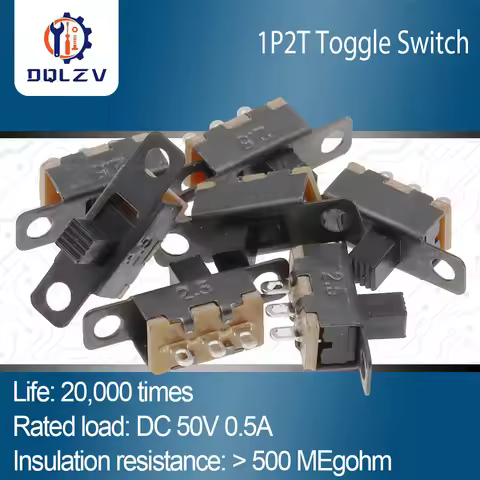 50V 0.5 A Mini Size Black SPDT Slide Switch for DIY Power Electronic Projects SS12F15 on-off Toggle 