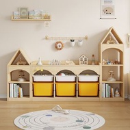 香港現貨 跨境兒童實木玩具收納櫃 原木色繪本架 多層分類儲物櫃 帶擋板/小房子/轉角櫃