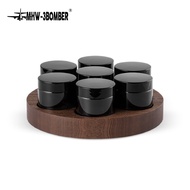 MHW-3BOMBER Storage Canister Set 7 glass canisters+walnut tray ที่เก็บเมล็ดกาแฟ