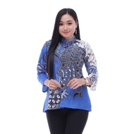 Baju Batik Atasan Wanita Blouse Lengan Panjang - skr br kcing, M