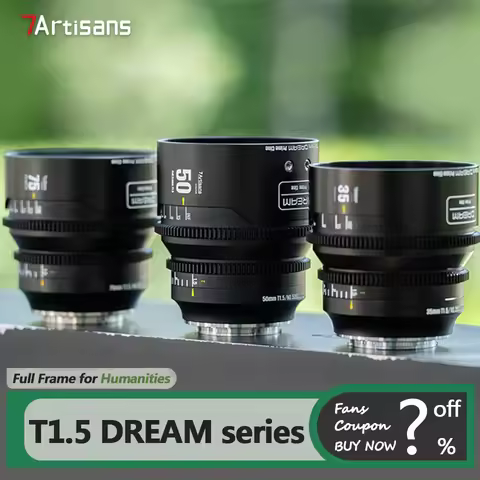 7artisans 35mm 50mm 75mm T1.5 Full Frame DREAM Cine Camera Lens for Humanities Photography with Sony