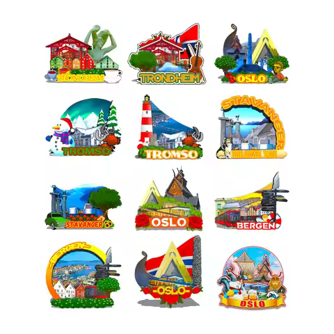 Decorative Magnets for Oslo Bergen Stavanger Tromso Norway City Landmark Souvenirs 3D Wooden Fridge 