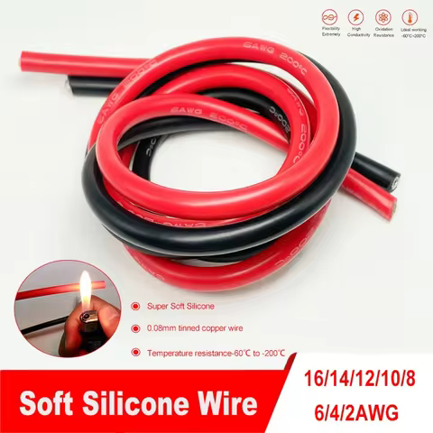 Super-Soft Silicone Wire 2 4 6 8awg 10awg 12awg 14awg 16awg Heat Resistant Red Black Tin Copper Stra
