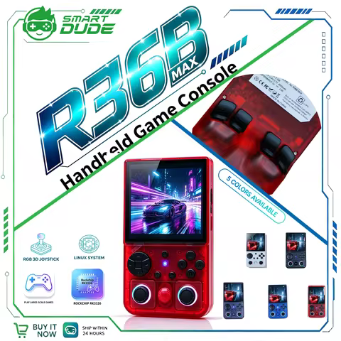 SMARTDUDE R36BMAX Retro Handheld Game Console 4.0" IPS 1+8GB Portable Video Game Player RGB 3D Joyst