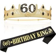 60TH Birthday King Crown and Birthday King Sash,60TH Birthday Gifts for Men. Birthday Party Decorati