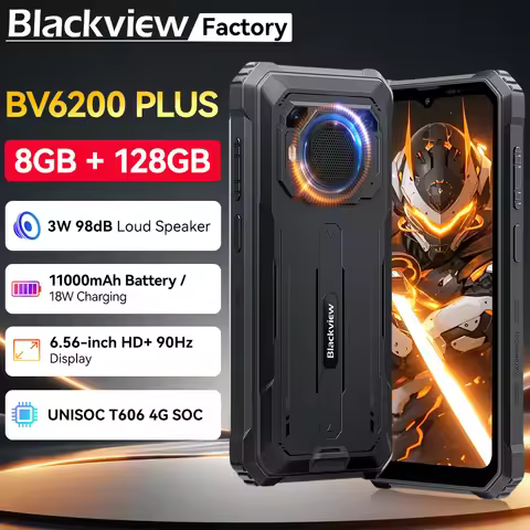 Blackview BV6200 Plus Rugged Smartphon Android 14 6.56'' HD 90Hz Display Octa Core T606 Mobile Phone