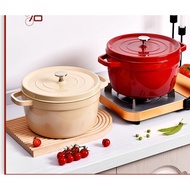 Enameled Dutch Oven - Cast Iron Dutch Oven With Lid - 3 Layer Enamel Coating - No Seasoning Required