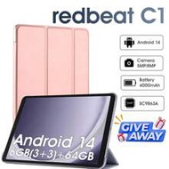 Redbeat C1 8-Inch HD+ Tablet - For Android 14, Quad-Core Processor, 6GB RAM (3+3), 64GB Storage, Exp
