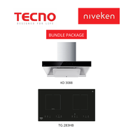 (HOOD + HOB) Tecno KD3088 / KD 3088 (90cm) High Suction Chimney Hood with Auto Clean + Tecno TG 283HB / TG283HB Induction-Ceramic Hybrid Hob