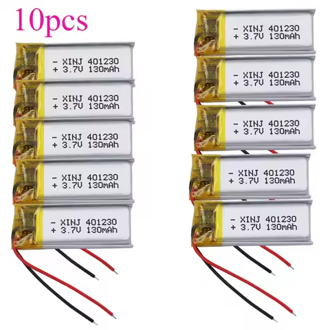 10Pcs 3.7V 130mAh 0.48Wh Rechargeable Replacement Li Lipo Battery 401230 For GPS Sat Nav Bluetooth S