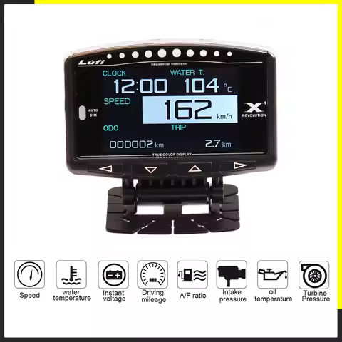 LUFI X1 English Version OBD2 Plug digital Turbo boost oil pressure temperature gauge for car Afr RPM