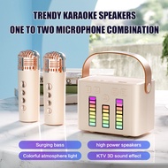 Mini Wireless Bluetooth Microphone Karaoke Small Speaker Q-2 System Outdoor Portable Home Ktv Set System Dual Microphone