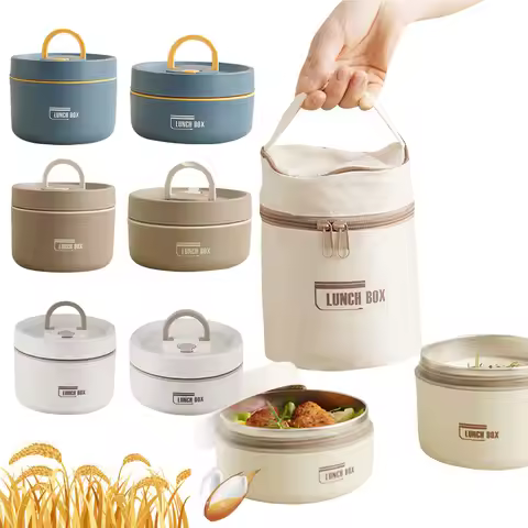 Stainless Steel Vacuum Thermal Lunch Box Insulated Lunch Bag Food Warmer Soup Cup Thermos Containers
