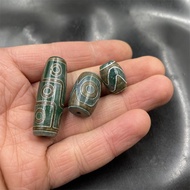 4.30 Green Tiger Tooth Dzi Beads Agate Rice Beads Tube Beads 4cm Nine-Eyed Dzi Beads Old Agate Strin