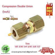 Compression Double Union Tube / Copper Pipe inch size1/8",3/16",1/4",5/16",3/8" and 1/2", Straight U