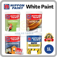 [Nippon Paint] 1L White Paint / Easywash Satin Glo Weatherbond Matex / Interior Exterior / Cat Putih