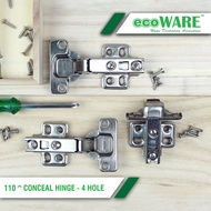 ecoWARE 110 Degree Hinge 4 Hole Door Hinge Kitchen Cabinet Wardrobe Concealed Door Hinge
