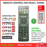 (Support Eplay/myviu/somershade) EVPAD Remote Control for EPLAY 3R/ EVPAD 3S/MY/5S/5P TV box Player (FREE battery)