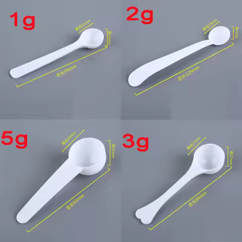5 PCS Measuring Spoon White Drug Pesticide Safety Precise Selection 1 Spoon Is 1 g 2g 3g 5g Powder