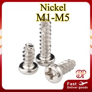 Nickel-plated cross round head cutting tail self-tapping screw PT pan head slotted screw M1-M5【BY8-M