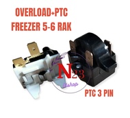 [1 set] Overload freezer 6 rak / PTC relay frizer Aqua Sanyo / rilai kulkas frezer / freezer kulkas 5 rak