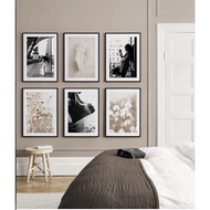 Ghpb6k444-Combo of 6 Wall Paintings Black and White Photos Art Decoration Hotel Cafe Restaurant Othe