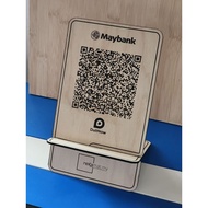 QR Code Stand Birchwood Kayu Wood CUSTOM LASER ENGRAVE