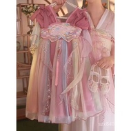 2026 Dress Chinese Style cod Summer Middle Match Hundred Girls Slim-fit Bow Gradient AUFU