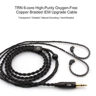 Trn A3 6 Core Upgraded Silver Plated Black Cable 3.5Mm 0.75/0.78Mm 2 Pin Mmcx Earphone Wire for V30/v20/v80/v90/zst/edx/zs6
