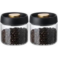 LOEZ Airless Vacuum Coffee Canister, Borosilicate Glass Food Storage Jar with Pump Lid to Stop Oxida