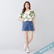 Betty's Betty's (41) Waist Elastic Bandage All-Match Denim Shorts (Blue)
