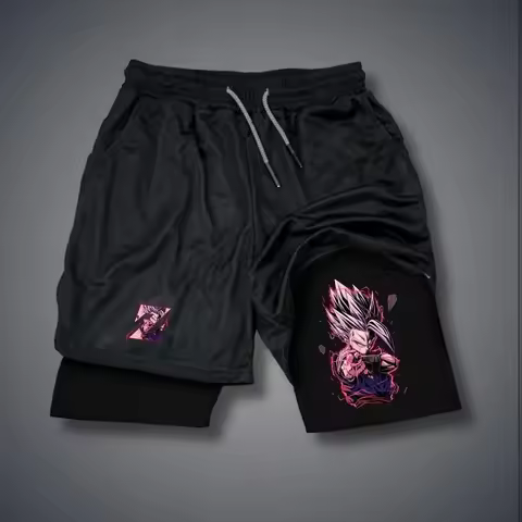 Dragon Ball Men's Shorts Double Layer 2-in-1 Pants Son Goku Son Gohan New Anime Summer and Autumn Fa