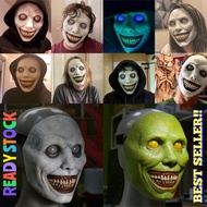 topeng seram hantu bomoh saka 👻 Creepy Halloween Horror Mask Exorcist Smile Mask Evil Face Costume Party Cosplay Props