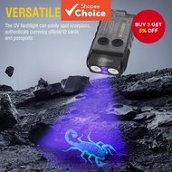 BORUIT V20-1 LED Portable Keychain Flashlight Rechargeable Waterproof Magnetic UV Light Buzzer Clip 
