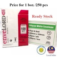 READY STOCK LION 9"x12 3/4" A4 White Envelope 100gsm (229mmx324mm) (EW-40482) (Peel&Seal) (250PCS) (