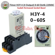 Timer H3Y-4 H3Y 4 220VAC 60s 1min Delay Timer Relay DPDT + Socket Base