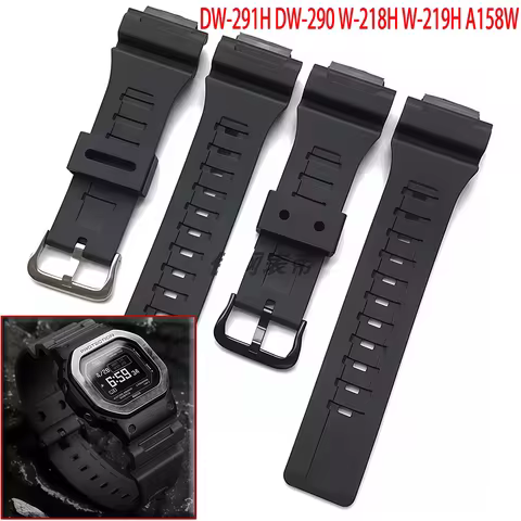 For Casio G-SHOCK small square Watch DW-291H DW-290 W-218H W-219H A158W modified Watch Strap Silicon