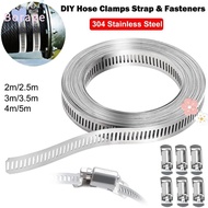 BORRAONE Hose Clamps, Adjustable Large Hose Clamp Strap,  304 Stainless Steel Pipe Ducting Hose Clam