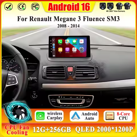 Android Carplay Car Radio For Renault Megane 3 Fluence Samsung SM3 2008 - 2014 Multimedia Video Play