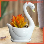 [Sharprepublic] White Flower Pot Shaped Cartoon Vase Pot Plant Container Plant