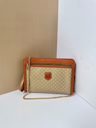 【特選貨品】中古二手Celine啡杏色老花皮革斜揹側背孭手袋