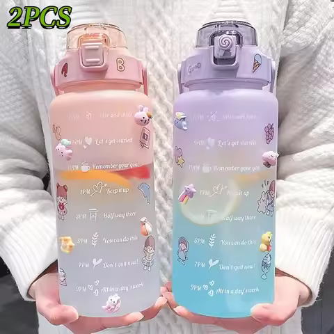 2 Liter Large Capacity Combo Pack Drinking Bottle Outdoor Sports Water Bottle Car Water Cup Portable