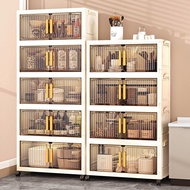 【new🔥】L55/78cm (2-5Layer) 2 Doors Foldable Almari Baju Plastik Kukuh with Wheels Stackable Baby & Ad