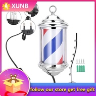 28cm Barber Shop Pole Rotating Lighting Red White Blue Stripe Light Stripes Sign Hair Wall Hanging LED Downlights