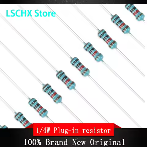 100pcs 1/4W 1R~22M 1% Metal film resistor 100R 220R 1K 1.5K 2.2K 4.7K 10K 22K 47K 100K 100 220 1K5 2