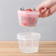 Toples Bulat / Kotak Kontainer / Box Plastik Kulkas Dengan Tirisan Saringan Bawang Sayur Transparan
