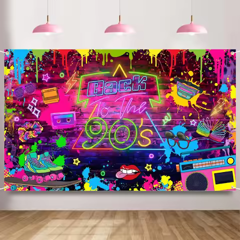 90's Party Decorations Back to 90's Banner 90's Backdrop Hip Hop Graffiti Background 1990s Party Dec