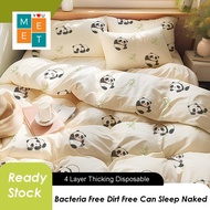 Disposable Panda Bed Sheet King Queen Single Set Animal Cadar Tilam Sarung Katil Travel One Time Use Clean