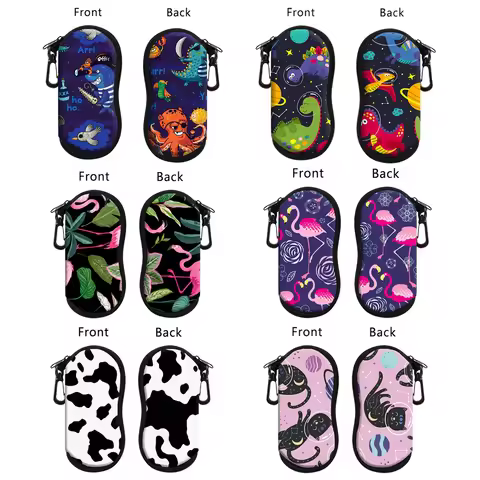 Cartoon Animals Glasses Case Portable Glasses Glasses Box With Zipper Rainbow Portable Eyeglass Case